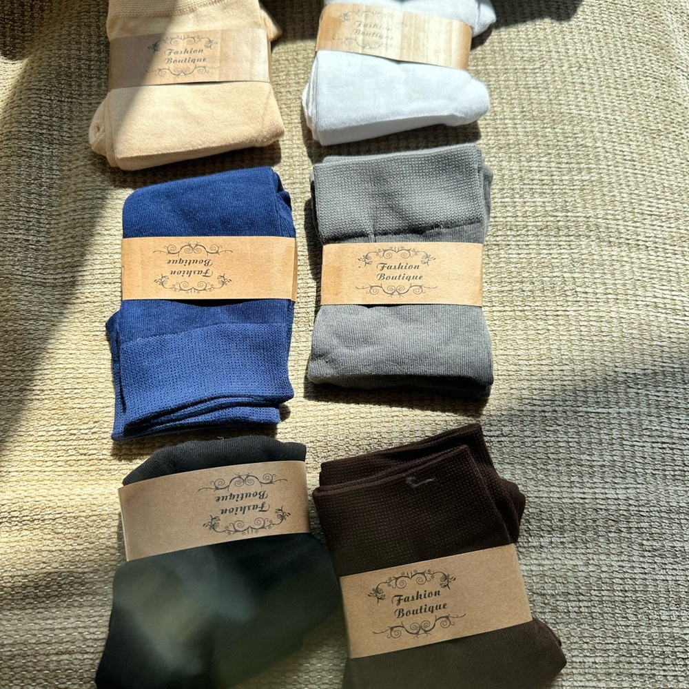 Womens Crew Socks - Multi-Color Pack (Blue, Gray, Brown, Tan, White) NEW